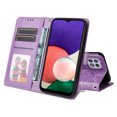 thumbnail image 6 of Flip Case for Galaxy A22 5G, Sunflower Embossed Premium PU Leather Card Slots Folio Wallet Case Shockproof Protective Magnetic Cover Compatible with Samsung Galaxy A22 5G 6.6 inch - Purple, 6 of 8