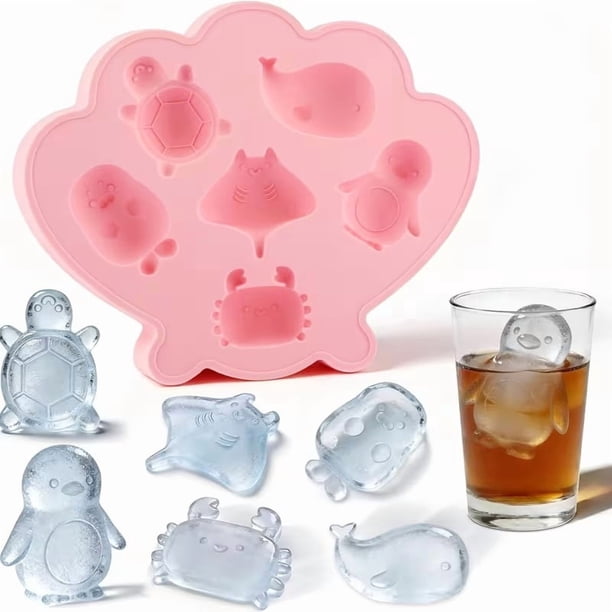 Lindos moldes de silicona for cubitos de hielo de animales del océano, 6 formas de dibujos animados for bebidas, chocolate y gelatina