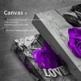 thumbnail image 6 of Purple Wall Art Rose Flowers Wall Decor for Living Room Bathroom Purple and Gray Canvas Paintings Romantic Bedroom Decor Black and White Modern Artwork Valentines Gifts Home Decorations 14x14" 3 Pcs, 6 of 6