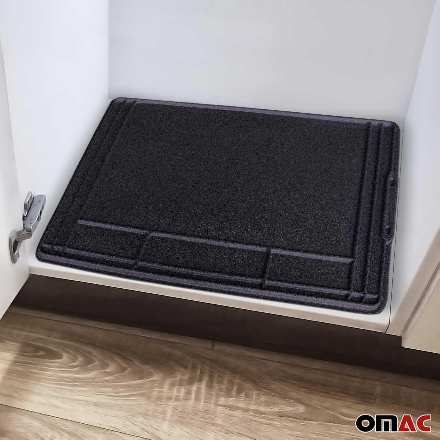 2  Under Sink Mat for Kitchen & Bathroom 34" x 22" Adjustable Waterproof Cabinet Protector for Drips Leaks Spills Filexible Durable Multifunctional Under Sink Liner Rubber TPE (Black)