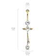 thumbnail image 2 of 14 Karat Solid Gold Belly Ring 14 Gauge Dangle Angel Wing Heart CZ Gem, 2 of 2