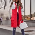 thumbnail image 2 of Gibobby Chaleco largo mujer, Chalecos casuales para mujer, chaleco largo y suave de longitud media, chaquetas de algodón de invierno, ligeras(Rojo,XG), 2 of 5