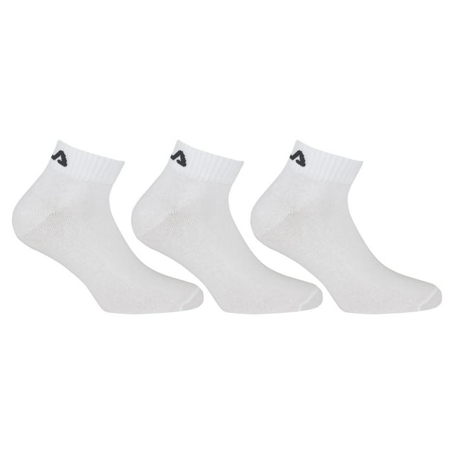 FILA Calcetines de Cuarto de Milla Unisex, 3 pares - Calcetines cortos, Sport, Logotipo Cintura, uni, 35-46 Blanco 43-46 (9-11 UK)