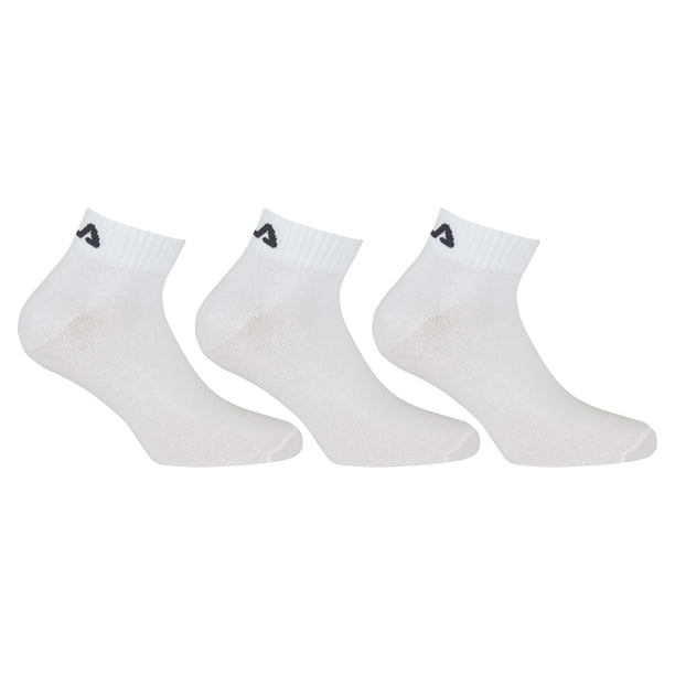 FILA Calcetines de Cuarto de Milla Unisex, 3 pares - Calcetines cortos, Sport, Logotipo Cintura, uni, 35-46 Blanco 35-38 (3-5 UK)