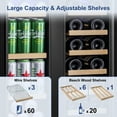 thumbnail image 3 of Nipus 24 inch Wine and Beverage Refrigerator,Dual Zone,Built-in Undercounter, 21 Bottles and 60 Cans,Black, 3 of 10
