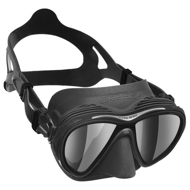 Visor Máscara Adulto CRESSI Quantum Negro Dos Lentes Espejado Bajo Volumen Antiempañante