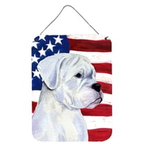 Carolines Treasures SS4036DS1216 USA American Flag with Boxer Wall or Door Hanging Prints 12x16 multicolor
