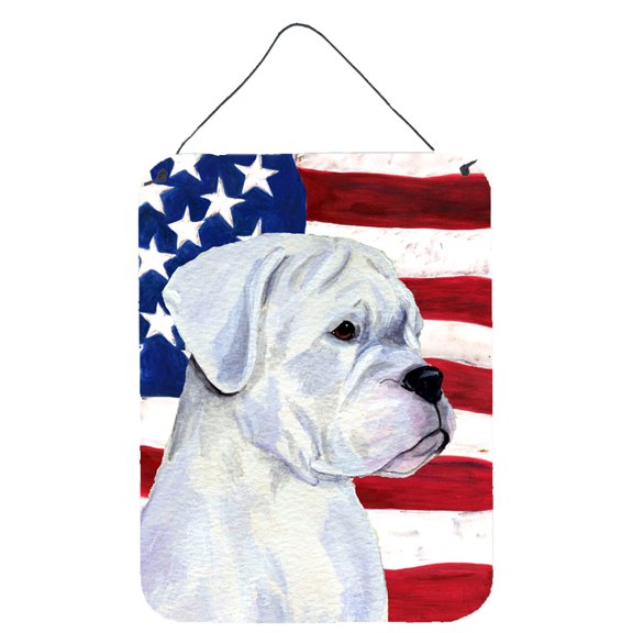 Carolines Treasures SS4036DS1216 USA American Flag with Boxer Wall or Door Hanging Prints 12x16 multicolor