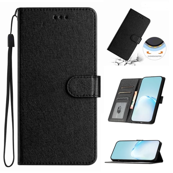 for Motorola Moto G Power 5G 2024 Wallet Case, Faux Leather Flip Folio Phone Cover with Card Slots Kickstand Magnetic Clasp Wrist Strap Slim Lightweight Shockproof Protective Phone Case, Black