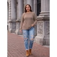thumbnail image 5 of PINKSIR Womens Plus Size Tunic Tops Crewneck Long Sleeve Ribbed Knit Button Detail Fall Casual, 5 of 9