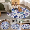thumbnail image 5 of Purple Leaves Round Area Rug 6Ft Washable Circle Rugs for Bathroom Office, Spring Plants Rustic Vintage Botanical Non-Slip Carpet Floor Mats Indoor Outdoor Carpet Runner Aesthetic Home Decor, 5 of 8