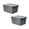 Cajas de Plástico VentDepot Organizadora BoxArch15 2 Pzas 15kg 50x30x21cm Apilable Bisagras Polietileno Gris