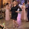 thumbnail image 3 of Agnes Orinda Women's Plus Size Wedding Formal Dresses Engagement V Neck Fla Sleeve Ruffle Hem Lace Cocktail Bodycon Dress 1X Black, 3 of 8