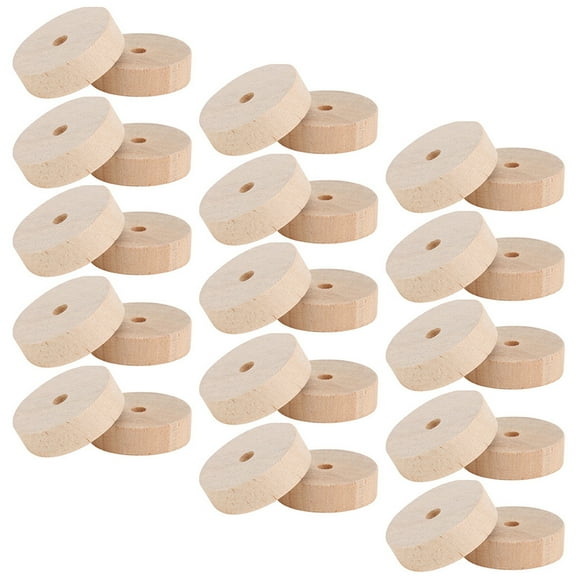 Soimiss 30pcs Small Casters Wheels Round Wood for Painting Projects Light Brown