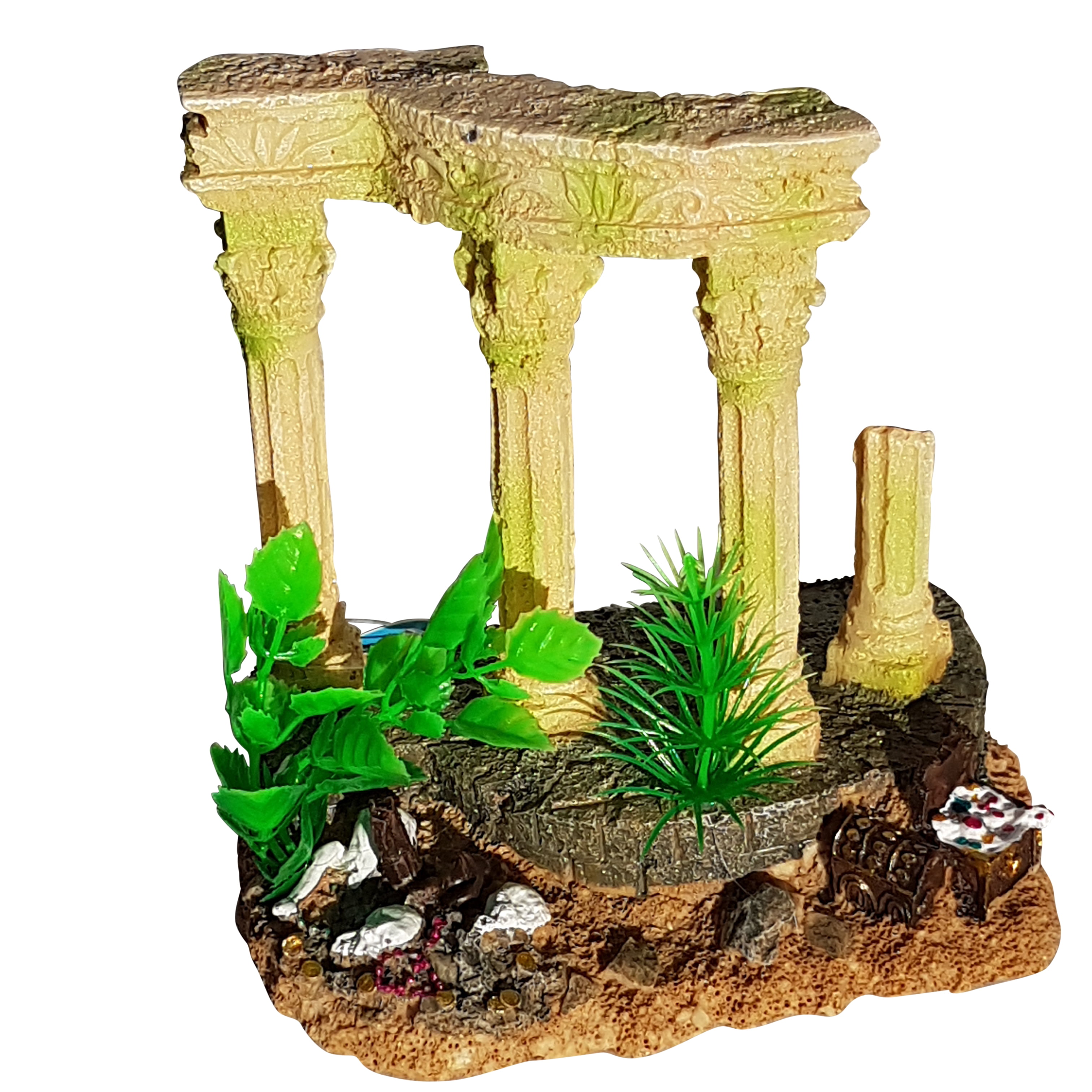 Large Roman Arch Ruins with Added Plant Effect, Roman Columns Ruins Fish Tank Aquarium Decor