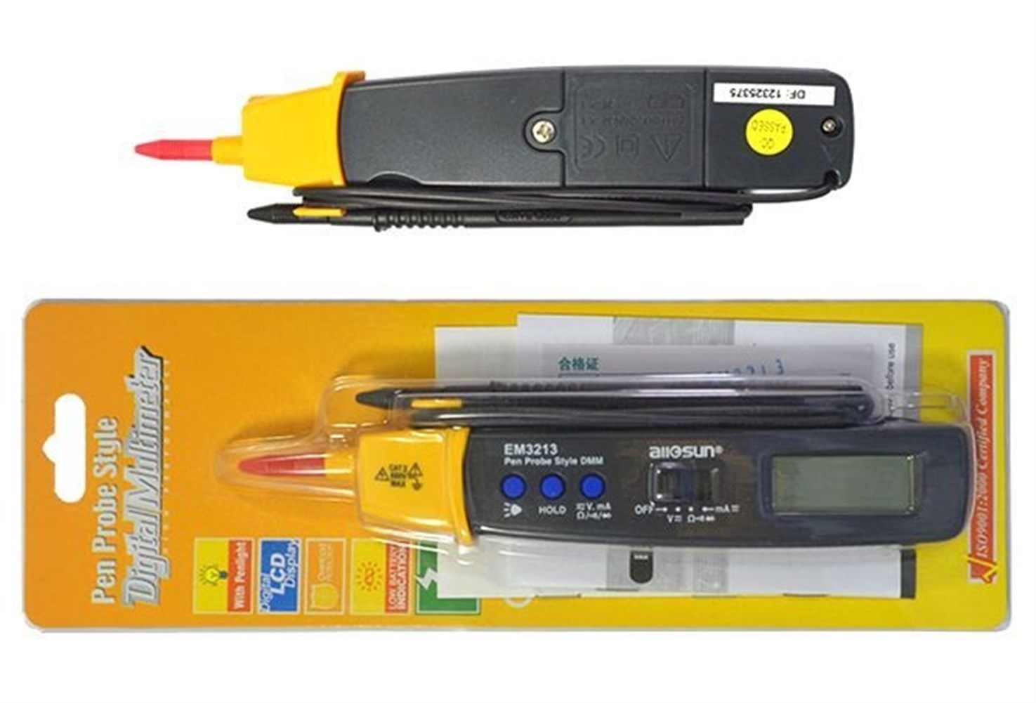 AutoRange Pen Style Digital Multimeter DMM AC DC Volt Amp Ohm Integrated Automotive Tester Resistance Continuity EM3213