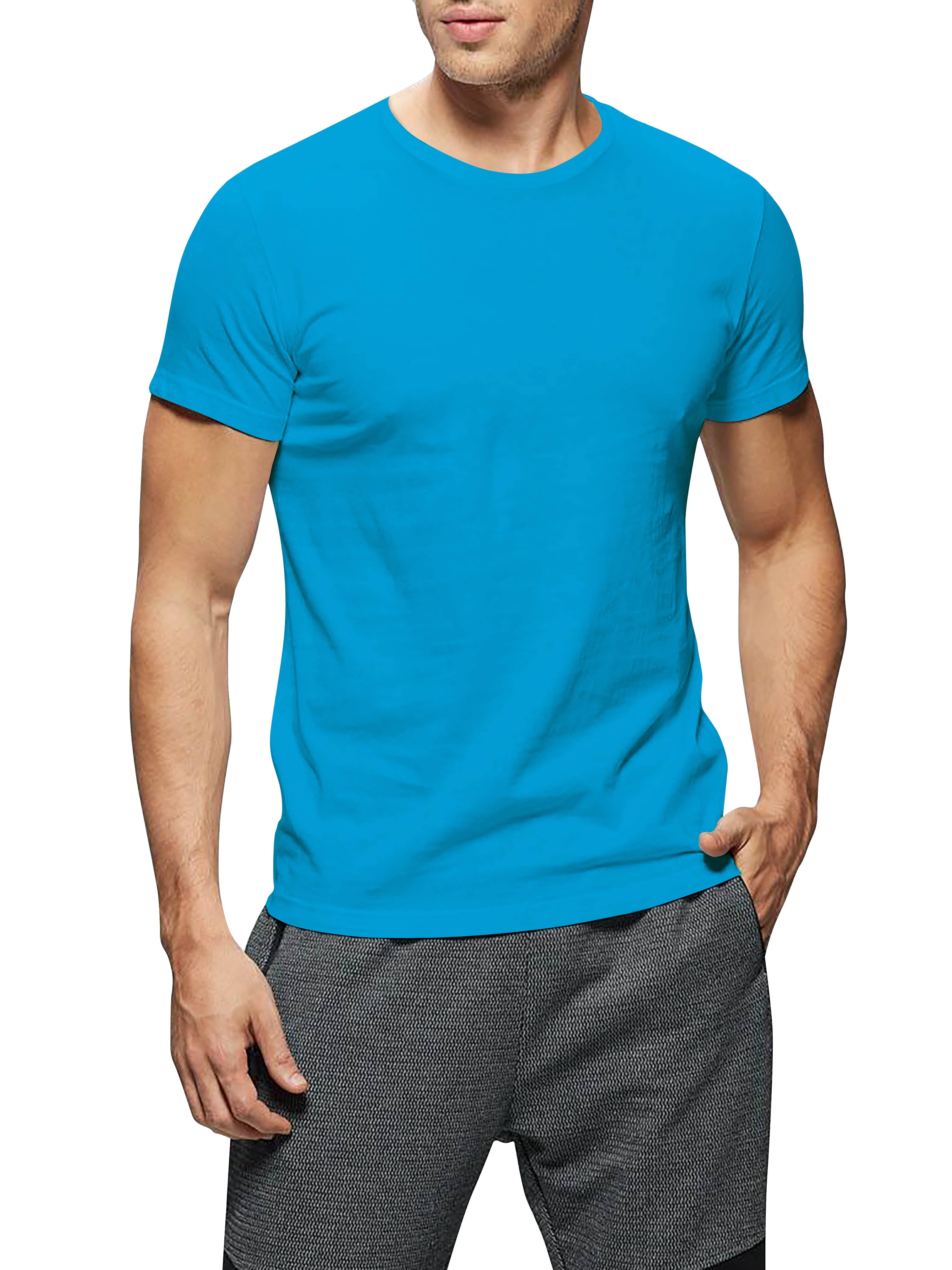 Ma Croix Men's Crew Neck T-Shirts Solid Short Sleeve Tee (Large ...