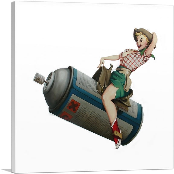 ARTCANVAS Spraycan Rodeo Girl Canvas Art Print by Banksy - Size: 18" x 18" (0.75" Deep)