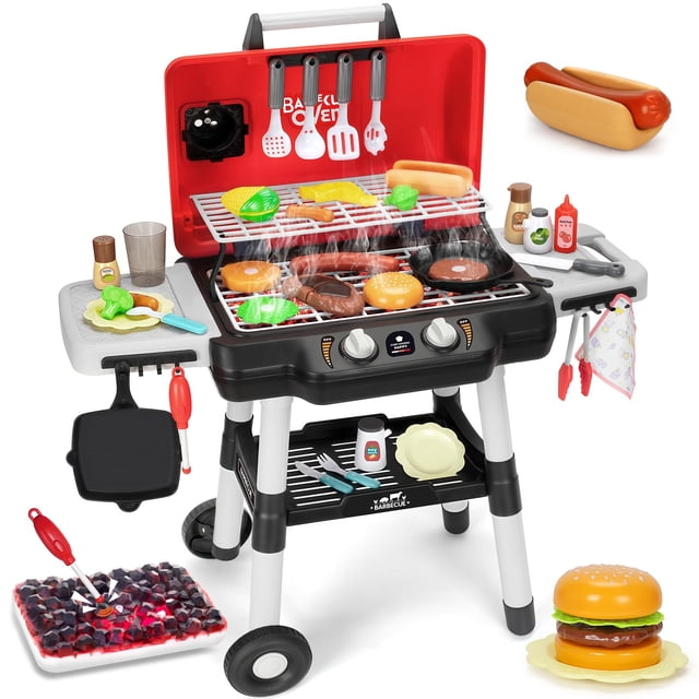 Juguete para barbacoa Kids Play Kitchen con luz sonora ahumada, de 3 a 5 años