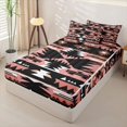 thumbnail image 2 of jejeloiu Bold Tribal Zipper Twin Comforter Sets with Fitted Sheet and 2 Pillowcases For Girls,Geometric Print Zipper Bedding Set,Pink Black,Black Reversible,4 Pieces, 2 of 7