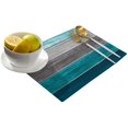 thumbnail image 2 of Placemats Set of 6, Retro Rustic Barn Wood Texture Polyester Stain Resistant Table Mats Washable Placemat Decoration for Kitchen Dining Table Ombre Peacock Blue Gray, 2 of 6
