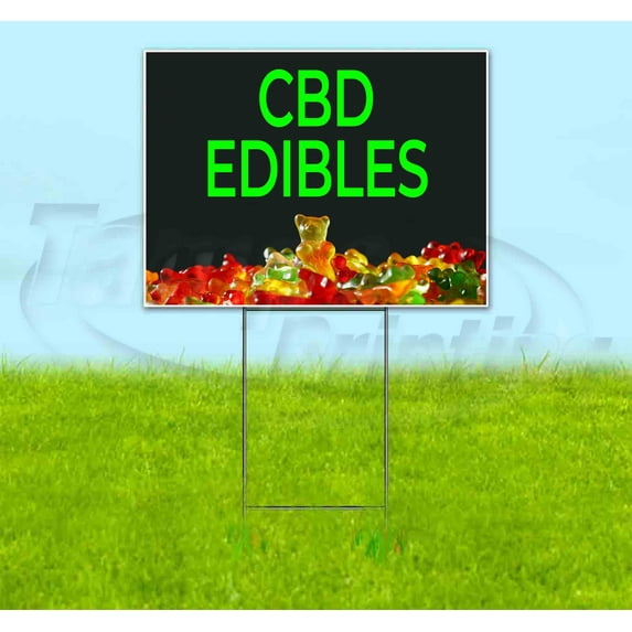 CBD Edibles (18" x 24") Yard Sign, Includes Metal Step Stake