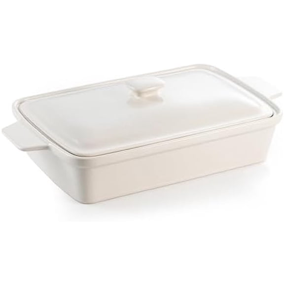Casserole dish with Lid, 3.5 Quart Porcelain Baking Dish With Lid, Deep 13 x 9 Casserole Dishes for Oven with Lid, Rectangular Bakeware With Handle, Microwave, Oven Safe$$Home Decor, Kitchen, & Other