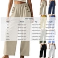 thumbnail image 3 of VEKDONE Lounge Pants for Women Cotton Elastic High Waist Palazzo Pants Button Decorative Straight Leg Trousers Summer Loose Fit Comfy Wide Leg Pants with Pockets Black XXL, 3 of 7