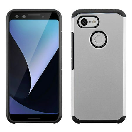Google Pixel 3XL Pixel 3 XL (6.3") (2018 Model) - Phone Case Protective Shockproof Hybrid Rubber Rugged Cover Silver Slim Phone Case for Google Pixel 3XL Pixel 3 XL