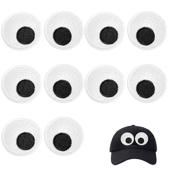 10pcs Eye Sew on Patches Black White Cartoon Eyeball Embroidered Pretty Patches Appliques