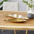 thumbnail image 3 of CosmoLiving by Cosmopolitan 24", 17"W Gold Aluminum Metal Fish Tray, 2-Pieces, 3 of 9