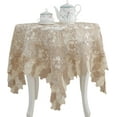 thumbnail image 1 of Lace Polyester Round Tablecloth Embroidery Round Table Cloths for Party Wedding Kitchen Dining Home Decorations, Round - 60", Beige, 1 of 6