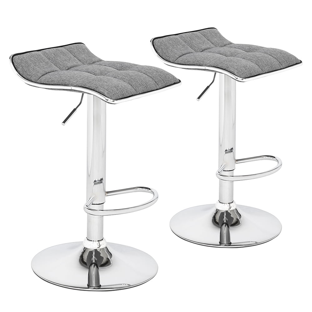Set Of 2 Bar Stools Adjustable Swivel Bistro Pub Dining Counter Chair Fabric USA 