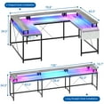 thumbnail image 3 of BeesClover Gaming Desk, U Shaped Computer Table, Mesa Gamer, 126 Inch Computer Desk with Monitor Stand and LED Lights, with Storage,Two Installation Methods,for Home and Office, 3 of 9