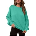 thumbnail image 1 of Timegard Chandails en Molleton Surdimensionnés pour Femmes Col Rond Manches Longues Pull Automne Décontracté Ample Tops d'Entraînement, 1 of 6