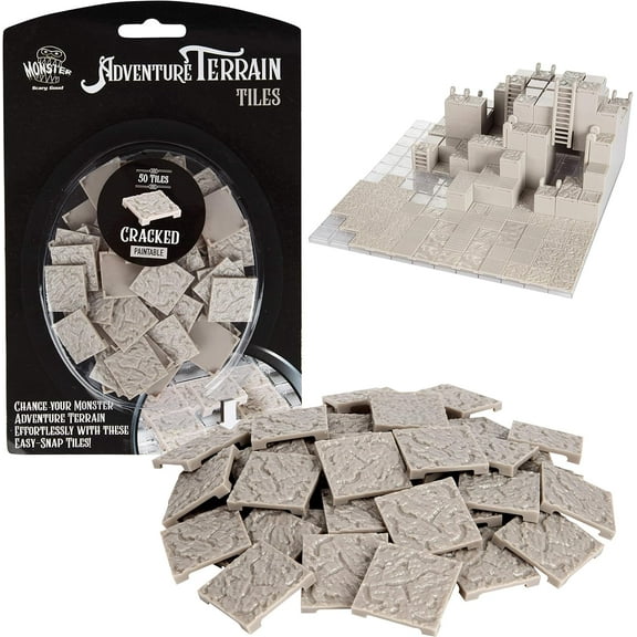 Monster Adventure Terrain - 50pc Cracked Style Tile Expansion Pack Paintable 1"x1" Tile Set- Amazing Tabletop Terrain in Minutes - Compatible with DND Dungeons Dragons, Pathfinder, RPG