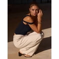 thumbnail image 6 of Women's One Shoulder Asymmetric Strapless Tube Fitted Y2k Tank Going Out Outfit Top Black M, 6 of 9