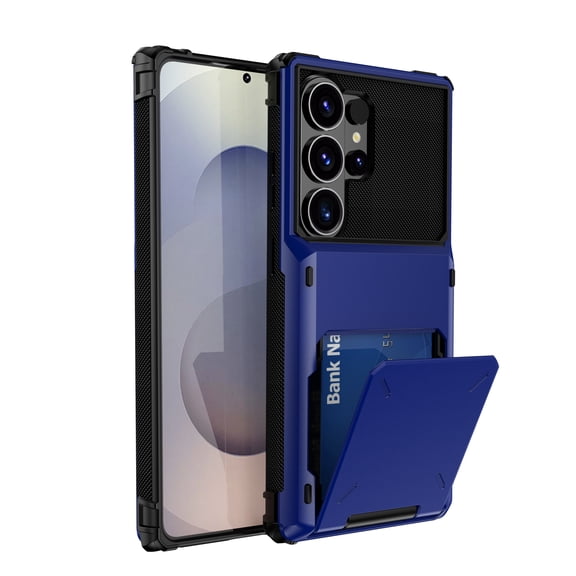 for Samsung Galaxy S26 Ultra Case Military Grade Shockproof Phone Case with Card Holder Heavy Duty Protective Hard PC Shell Soft TPU Bumper Cover for Samsung Galaxy S26 Ultra Phone Case, Blue