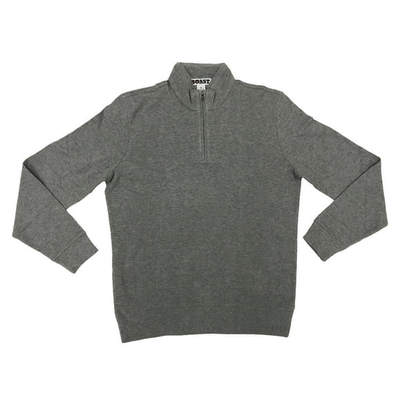 Boast Men's Double Faced Quarter Zip Track Pullover Jacket, Large, Heather Gray