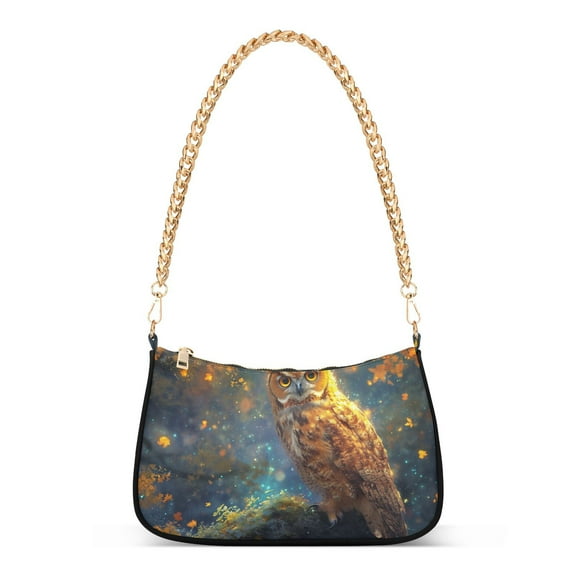 Owl LeavesWomen Small Shoulder Bag Crossbody Tote Hobo Bags Purse Clutch Handbags with Chain Strap for Women