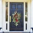 thumbnail image 2 of Simulation Flower Christmas Teardrop Door Swag Garlands Decorative Props Berry Upside Down Rattan Plastic Pine Cone Cane, 2 of 12