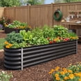 thumbnail image 2 of Dextrus Outdoor Raised Garden Bed Kit, Large Galvanized Metal Patio Planter Box with Safety Rubber and Gloves,Ideal for Plants Vegetables Flowers - 8 x 2 x 1.4ft ,Gray, 2 of 8