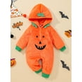 thumbnail image 2 of Qmyliery Baby Halloween Jumpsuit Cute Cartoon Pumpkin Long Sleeve Hooded Romper Clothes for Party Photography,0-24 Months, 2 of 9