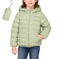 thumbnail image 2 of TEAJOPSUU Boy's Girl's Lightweight Puffer Jacket Packable Down Jacket Lightweight Zip Up Quilt Warm Winter Coat with Hood Green, 2 of 8
