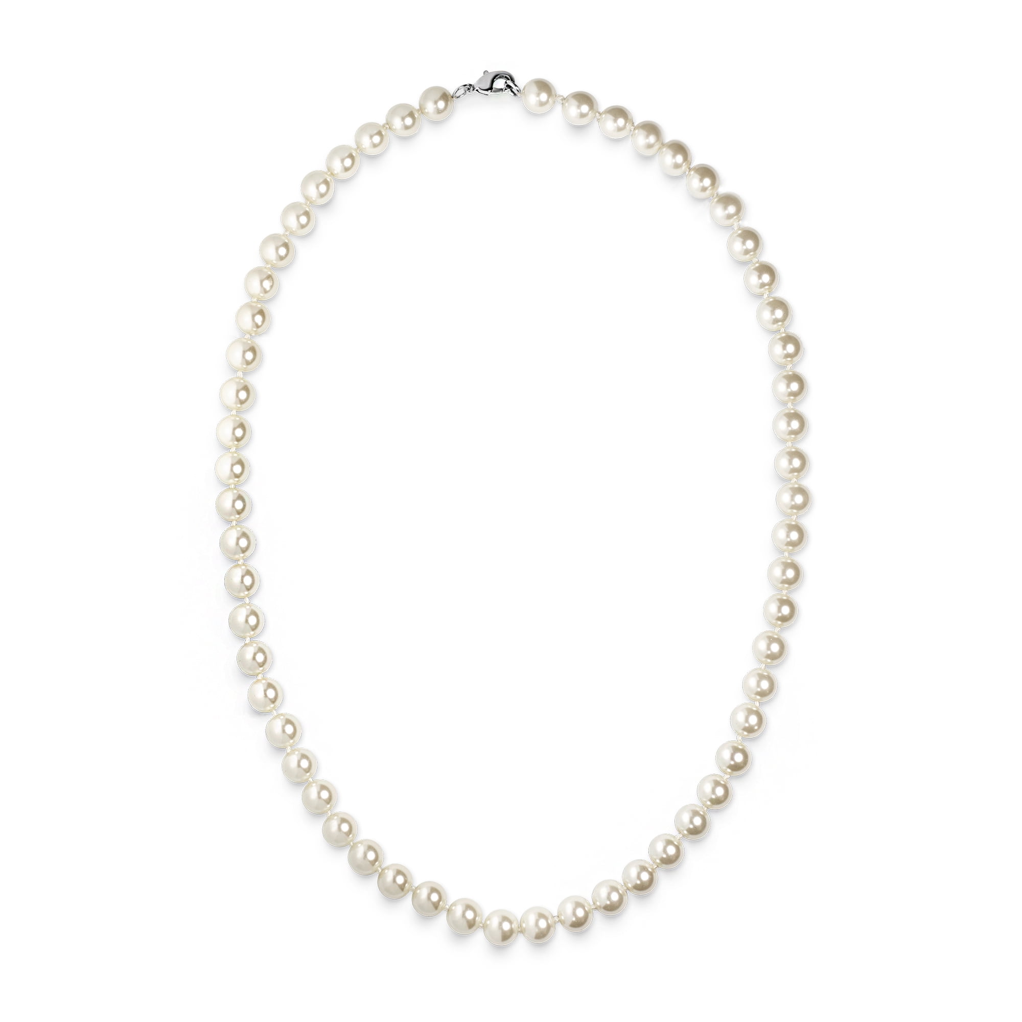 8mm Faux White Pearl Necklace 20"