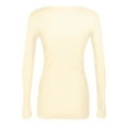 thumbnail image 4 of LISTHA Long Sleeve Ribbed Shirt Women Fall Basic Scoop Neck T-Shirts Slim Fitted Trendy Stretch Tops Beige 3XL, 4 of 6