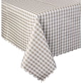 thumbnail image 2 of Fennco Styles Check Plaid Waterproof Scalloped 55 x 55 Inch Square Tablecloth Brown, 2 of 4