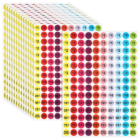 15 Sheets Price Stickers Garage Price Tags Circle Stickers Retail Stickers Pricing Labels Yard Sale Supplies