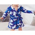 thumbnail image 3 of Peignoir Mignon en Molleton Corail pour Tout-Petits Garçons Filles, Peignoir à Capuche Animal de Dessin Animé, Serviette, Pyjama, Ensemble Bleu 2-3 Ans, 3 of 6