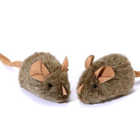 BESTSKY Squeaky Cat Toy,2 Pack Furry Cat Toy with Rattle Sound,Interactive Cat Toy 5.5 Realistic Size Kitten Mice Toy for Feline Bored Indoor Adult Cat Biting Teething Chew Enrichment Self Play